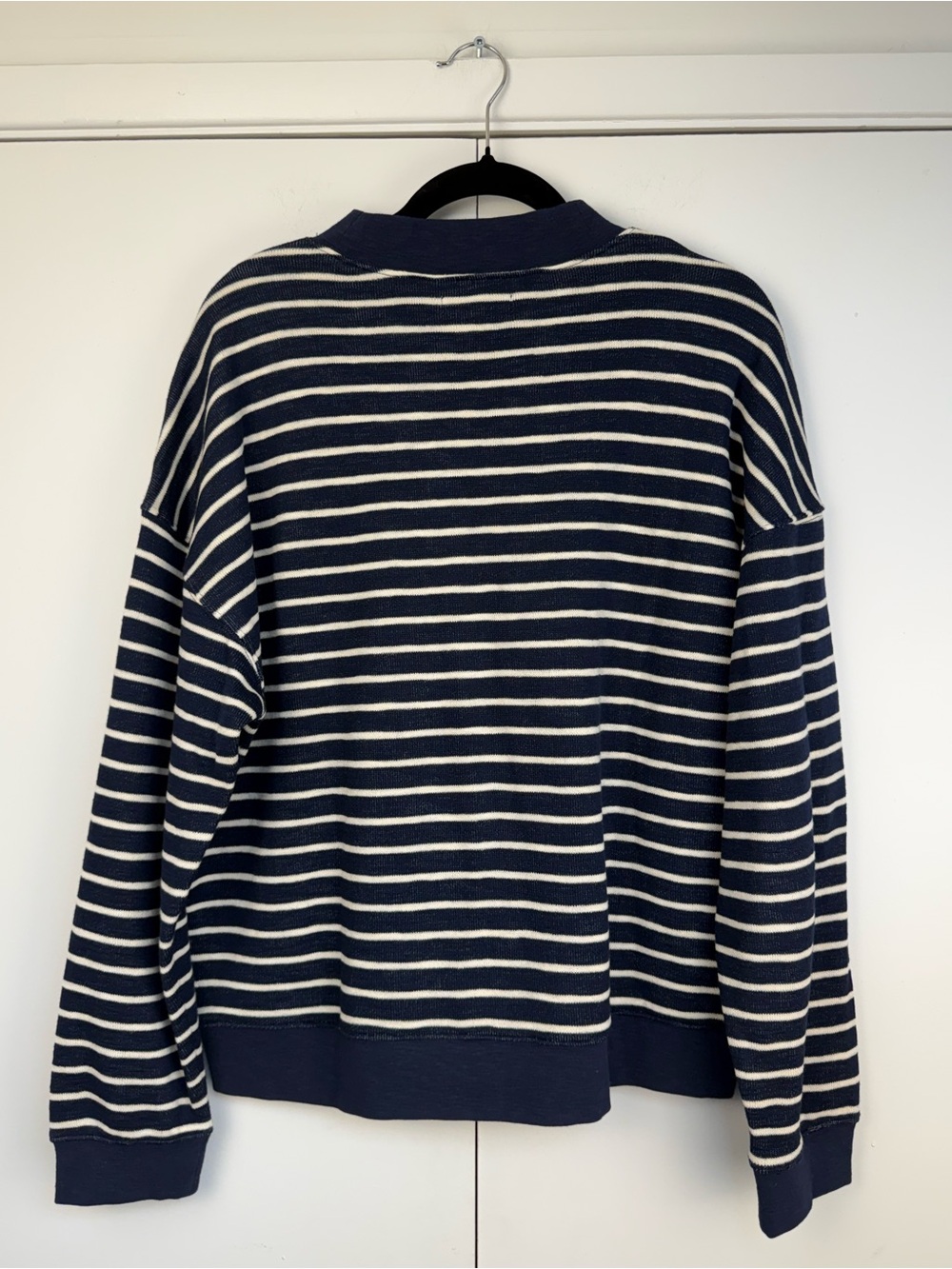 Madewell Quilted Studio Mockneck Sweatshirt Stripe Navy XL - Picture 2 of 6